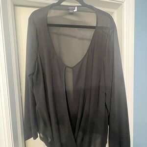 Sheer Black Long Sleeve Blouse